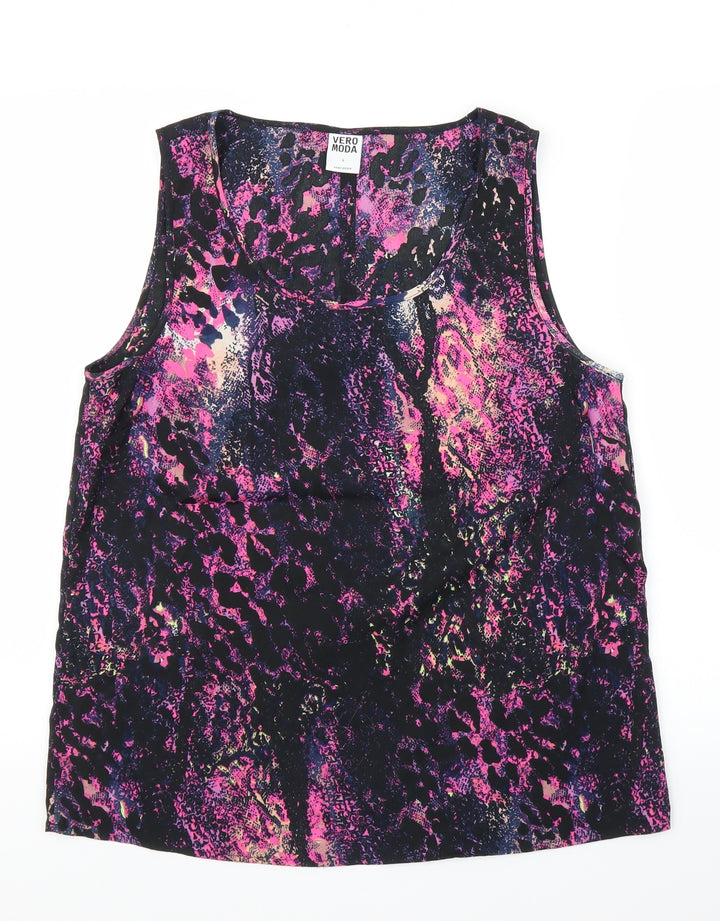 Vera Moda Womens Purple Animal Print Basic Blouse Size 12 - Snake print