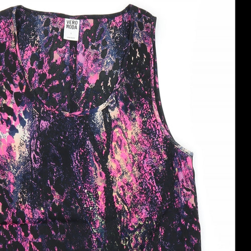 Vera Moda Womens Purple Animal Print  Basic Blouse Size 12  - Snake print