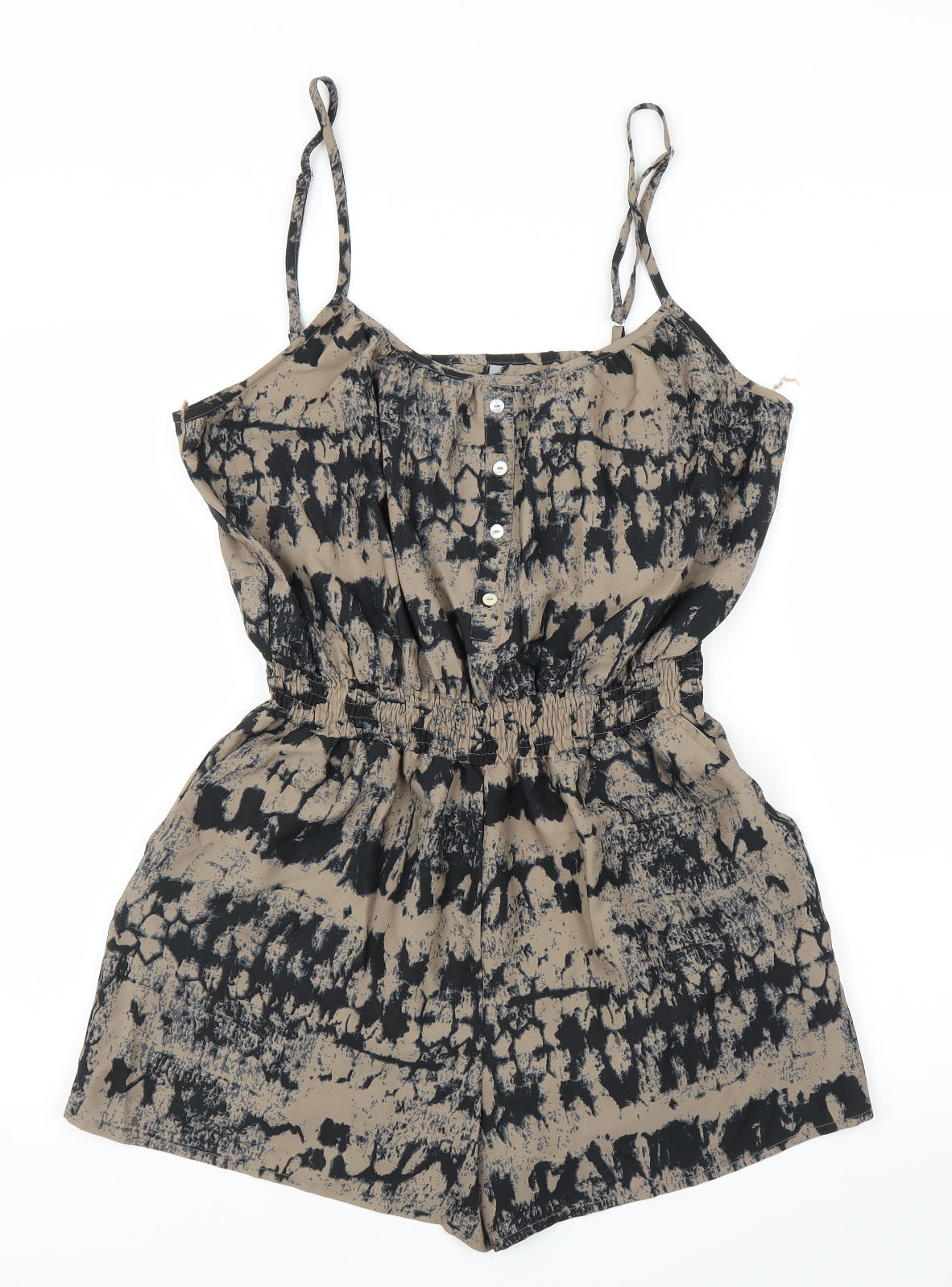 Preworn Womens Brown Tie Dye  Romper One-Piece Size L