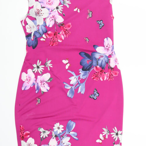 Dorothy Perkins Womens Pink Floral  Sheath  Size 14