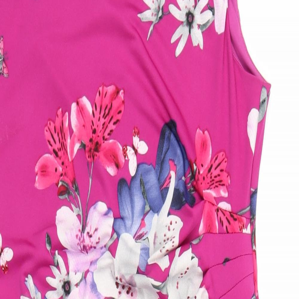 Dorothy Perkins Womens Pink Floral  Sheath  Size 14