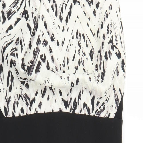 Lipsy Womens Black Herringbone  Sheath  Size 14  - Leopard print