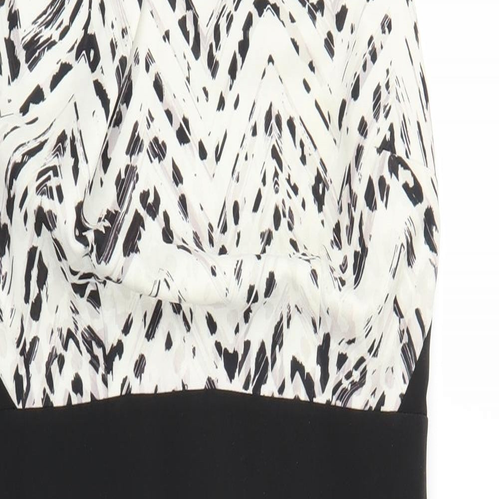 Lipsy Womens Black Herringbone  Sheath  Size 14  - Leopard print