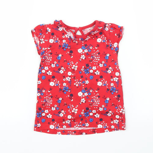 TU Girls Red Floral  Basic Blouse Size 9-12 Months