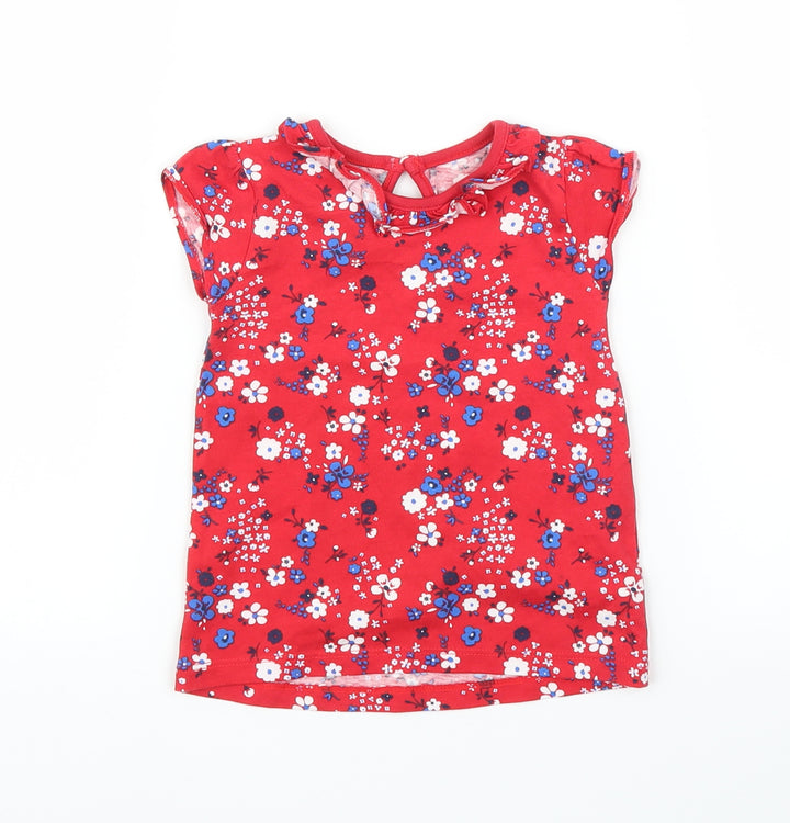 TU Girls Red Floral  Basic Blouse Size 9-12 Months