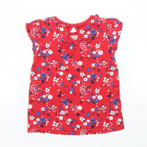 TU Girls Red Floral  Basic Blouse Size 9-12 Months