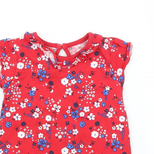 TU Girls Red Floral  Basic Blouse Size 9-12 Months