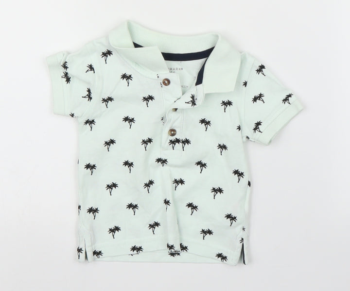 Primark Boys Green Basic Polo Size 3-6 Months - Palm trees