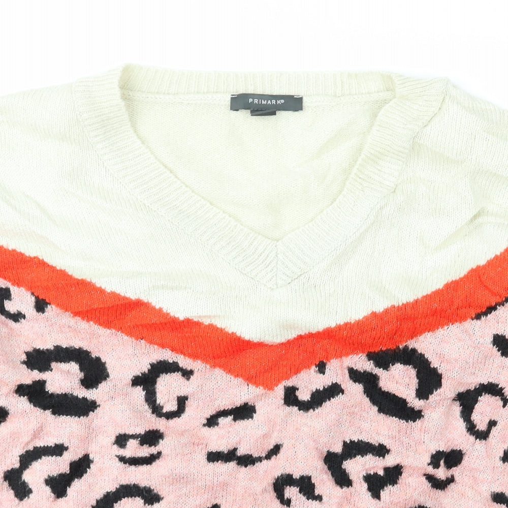 Primark Womens Pink Animal Print  Pullover Jumper Size M