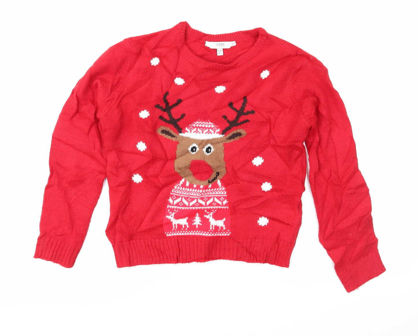 Peacocks Boys Red Fair Isle  Pullover Jumper Size 9-10 Years  - Xmas