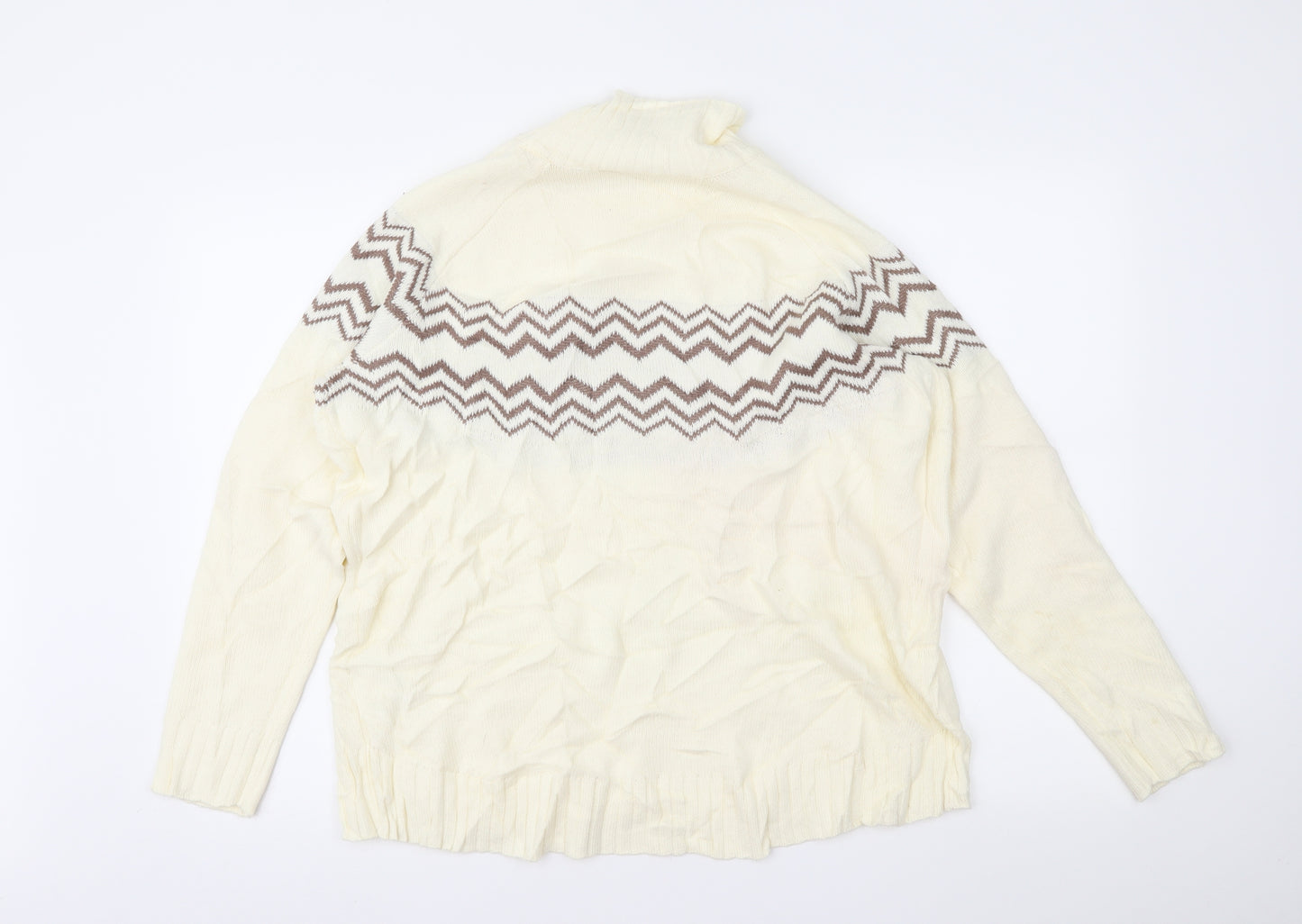 bonprix Womens Ivory Fair Isle  Pullover Jumper Size L