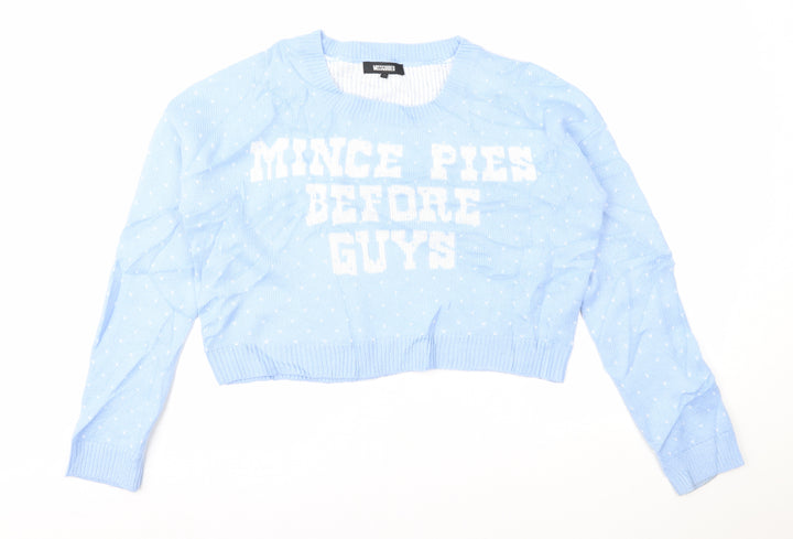 Missguided Womens Blue Fair Isle  Pullover Jumper Size M