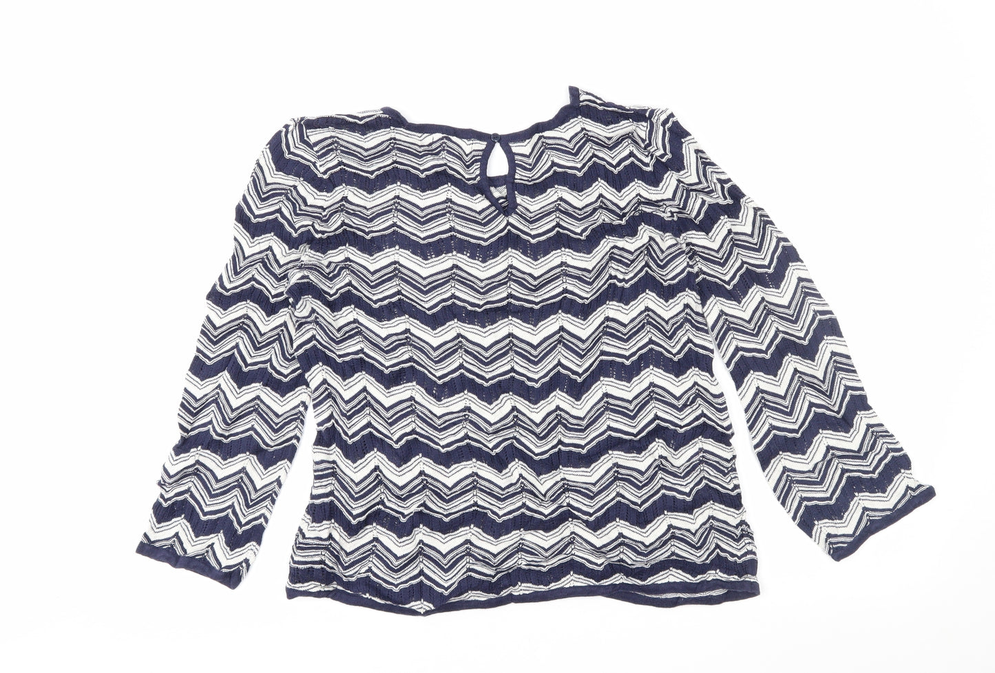 Monsoon Womens Blue Geometric  Pullover Jumper Size 14