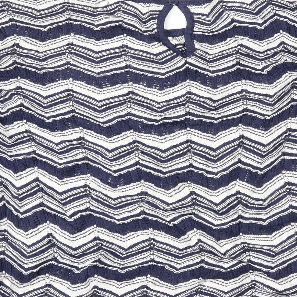 Monsoon Womens Blue Geometric  Pullover Jumper Size 14