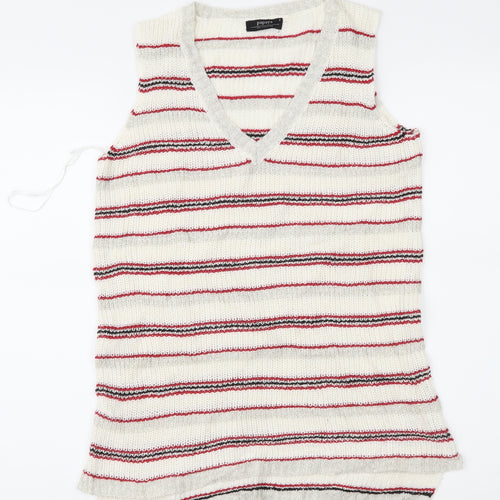 Papaya Womens Beige Striped  Vest Jumper Size 8