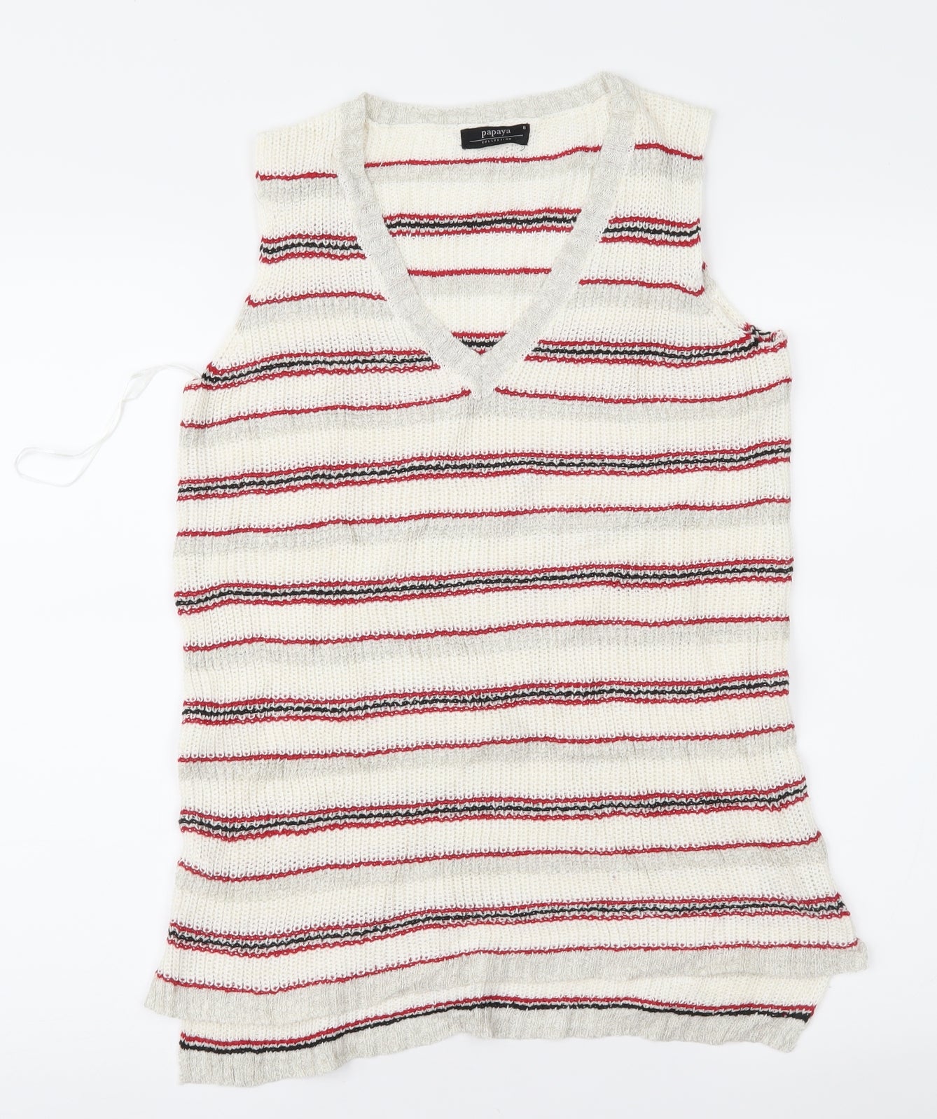 Papaya Womens Beige Striped  Vest Jumper Size 8
