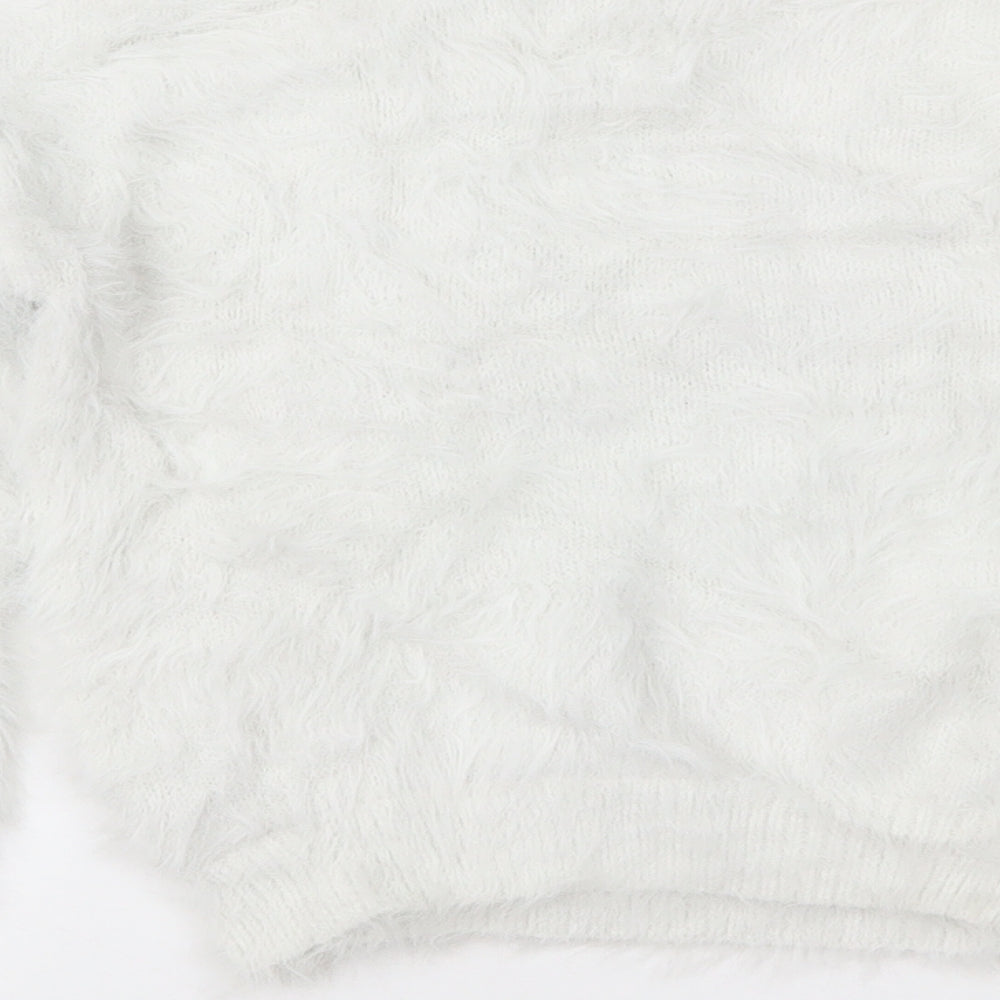 F&F Girls White Fair Isle  Pullover Jumper Size 6-7 Years