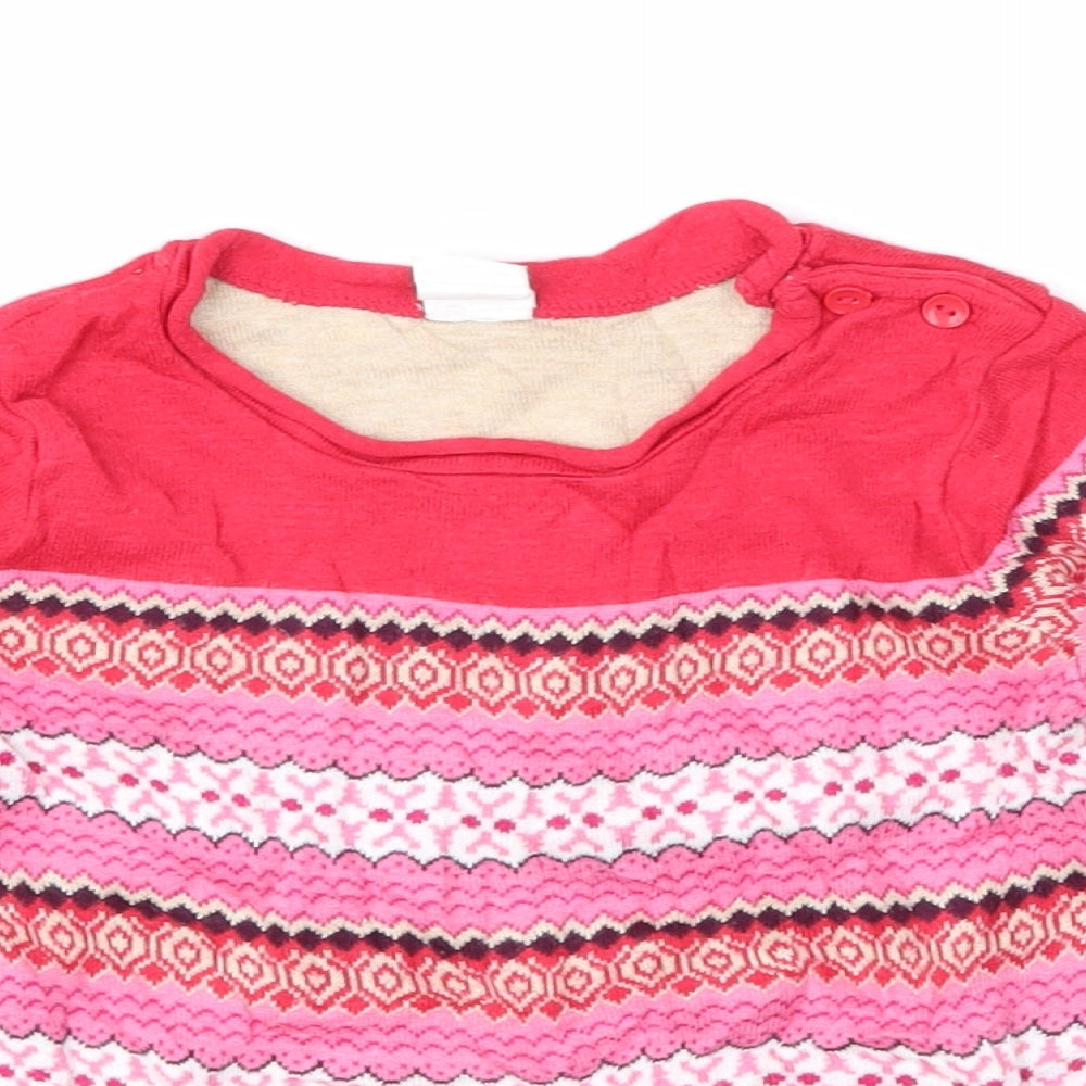 H&M Girls Pink Fair Isle  Pullover Jumper Size 12-18 Months