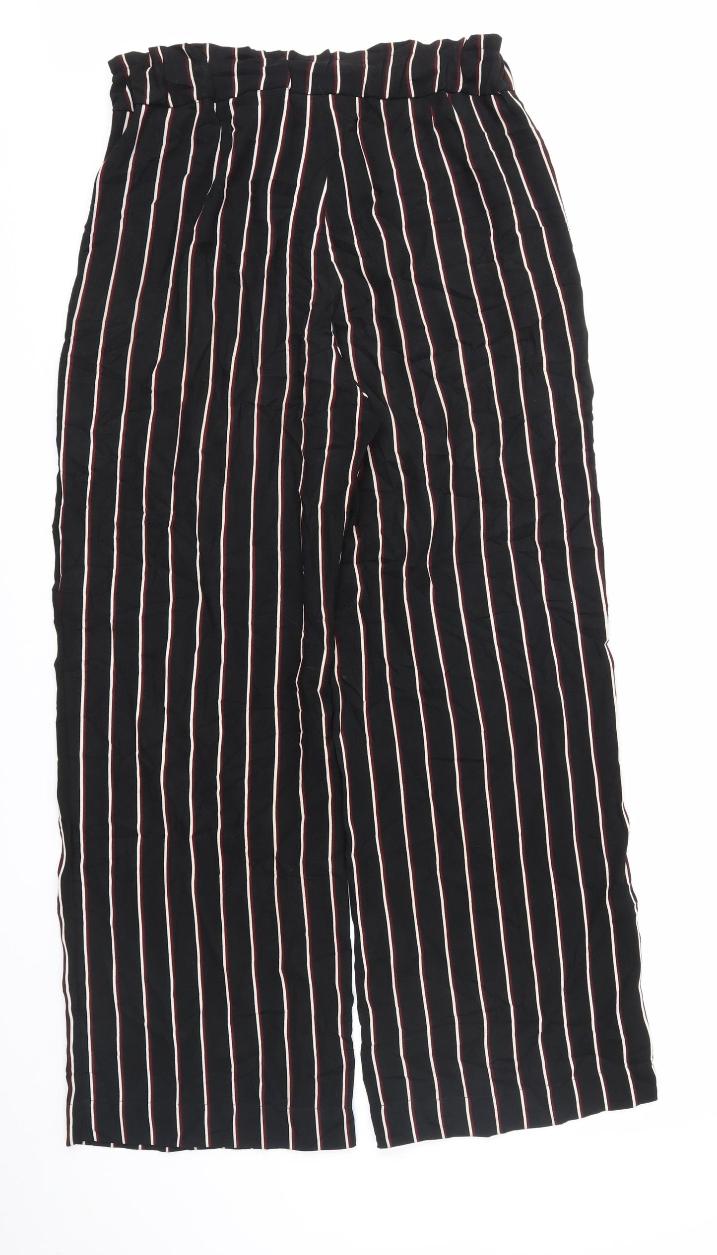 H&M Womens Black Striped  Trousers  Size 10 L28 in