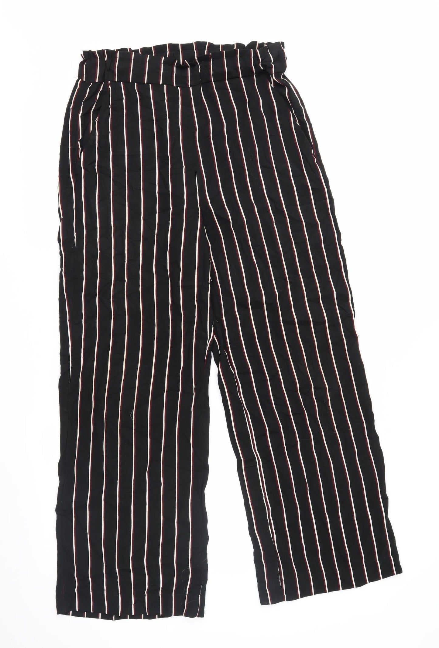 H&M Womens Black Striped  Trousers  Size 10 L28 in