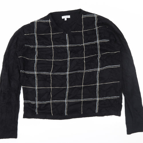 Blue Inc Mens Black Geometric  Pullover Jumper Size XL
