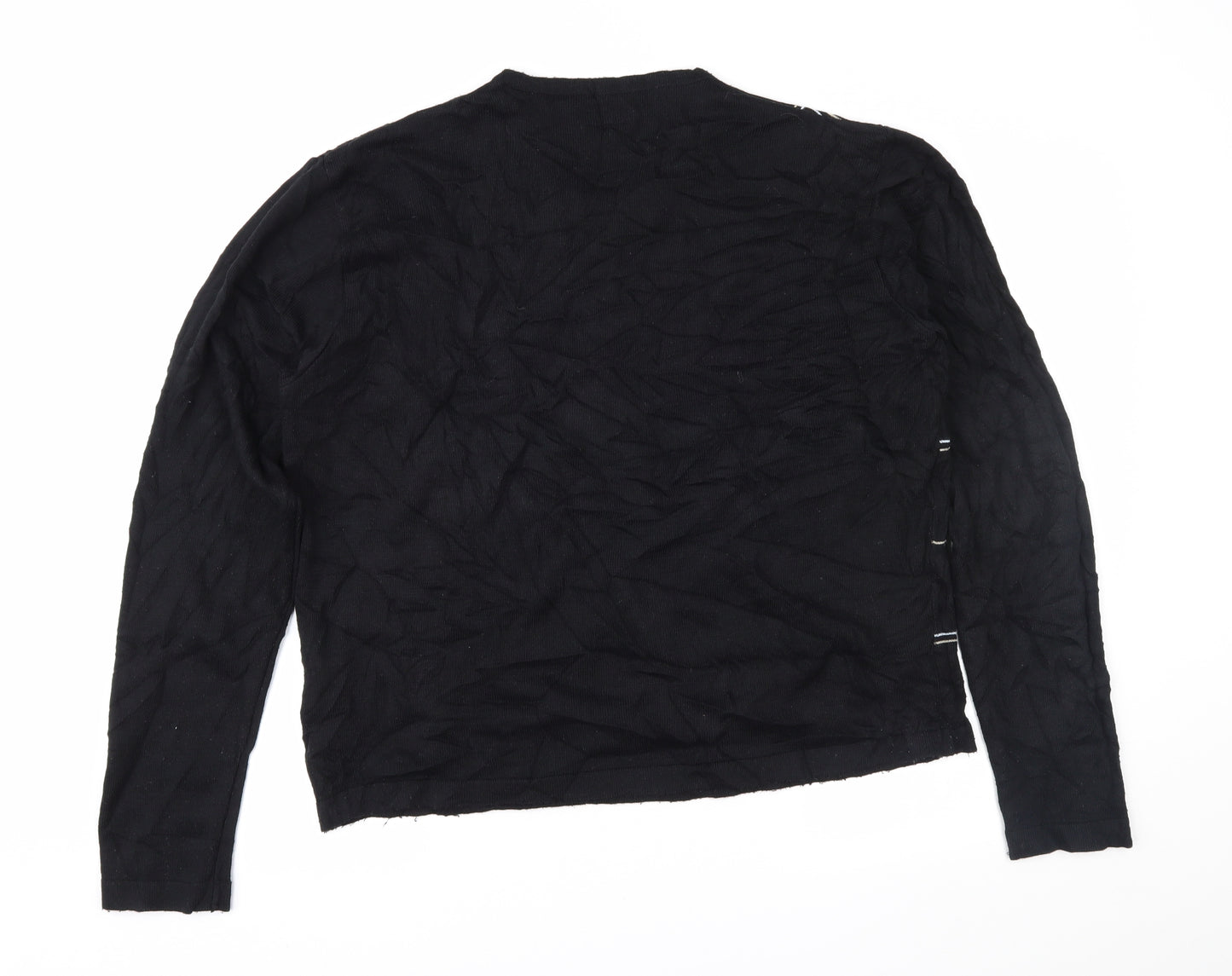 Blue Inc Mens Black Geometric  Pullover Jumper Size XL