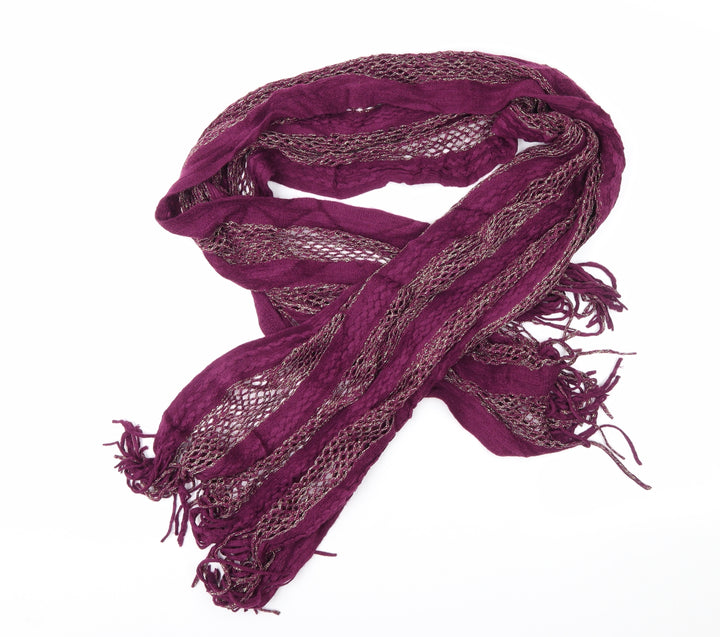 Preworn Womens Purple Striped Knit  Shawl/Wrap