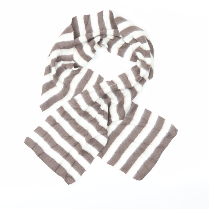 Preworn Unisex Bronze Striped  Rectangle Scarf Scarf Size Regular