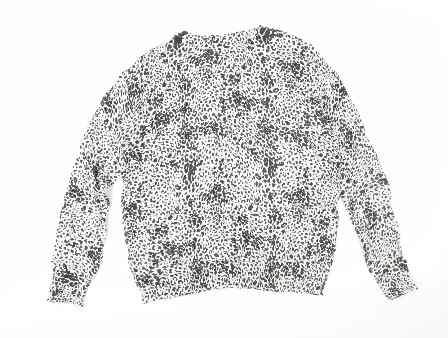 Warehouse Womens Grey Animal Print  Pullover Jumper Size 14