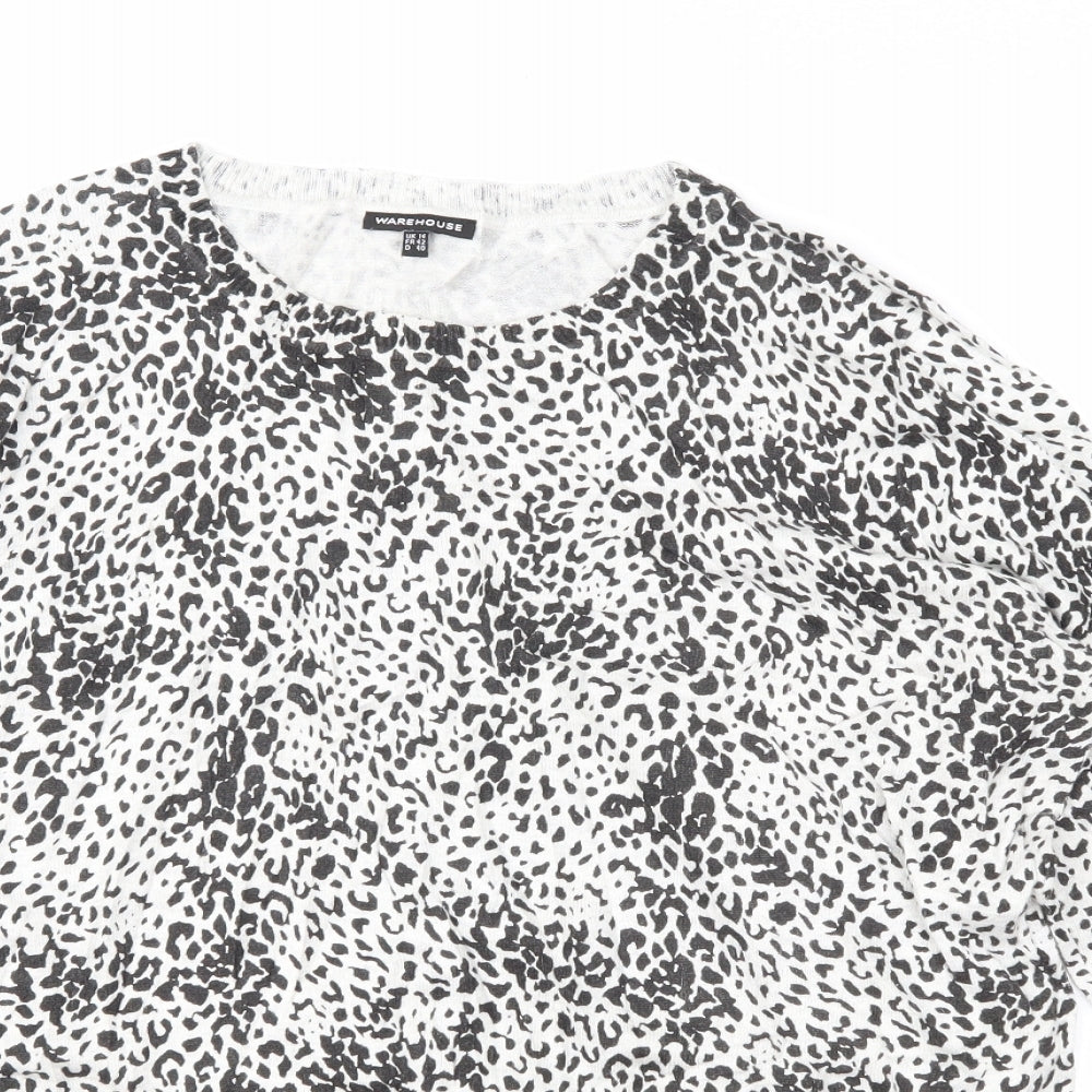 Warehouse Womens Grey Animal Print  Pullover Jumper Size 14