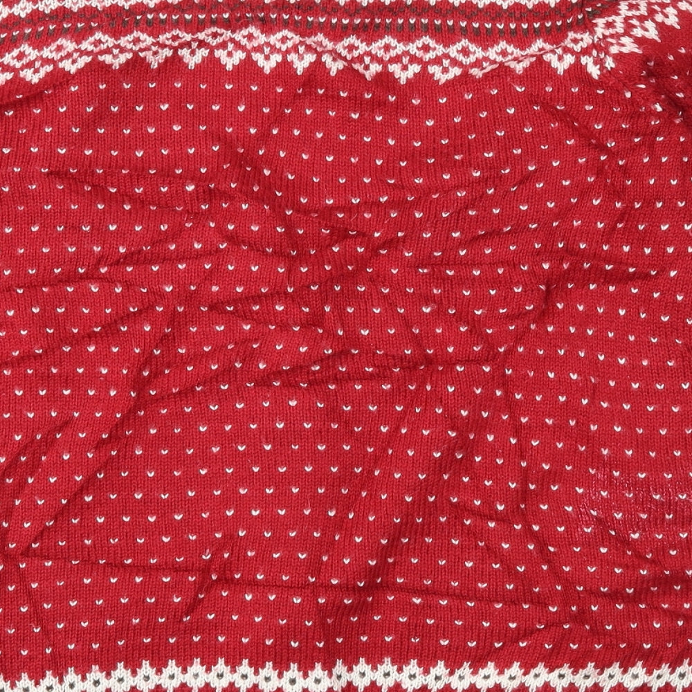 Papaya Womens Red Fair Isle  Cardigan Jumper Size 18