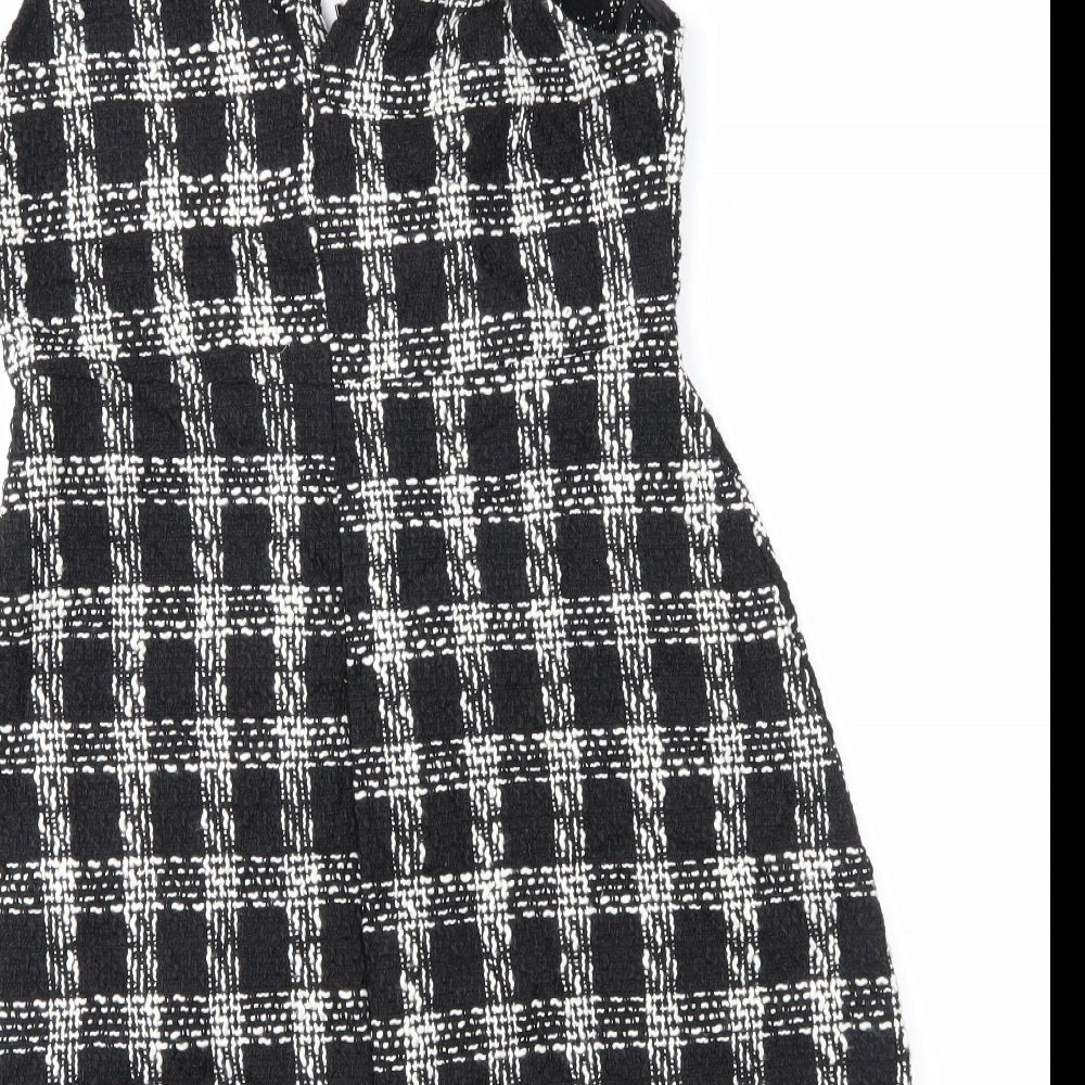 Primark Womens Black Check  A-Line  Size 10