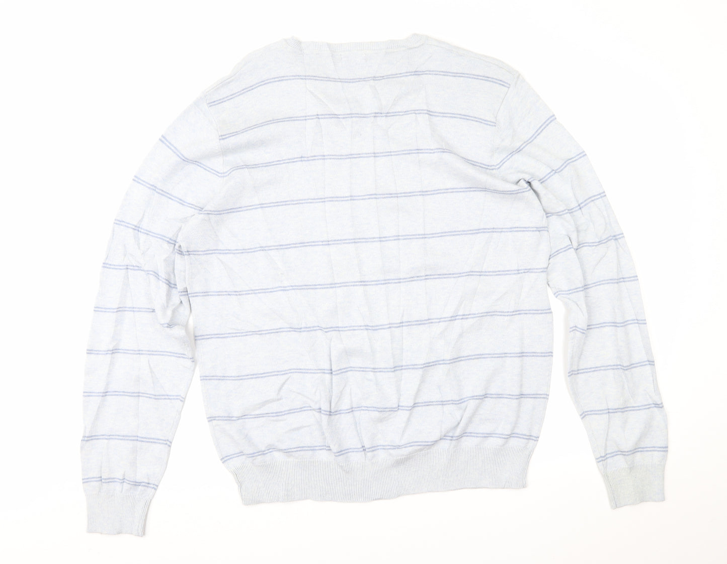 F&F Mens Blue Striped  Pullover Jumper Size XL