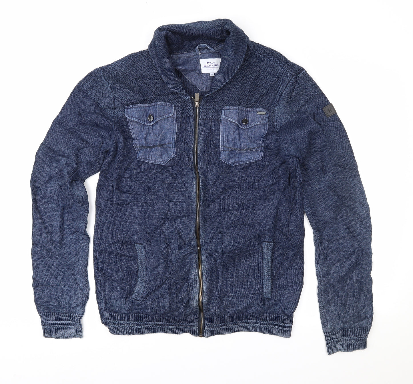 Mills Brothers Mens Blue  Knit Jacket Coatigan Size XL