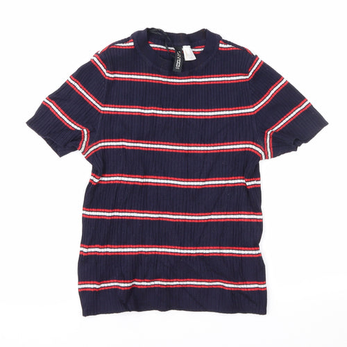 Divided Womens Blue Striped  Pullover Jumper Size XS