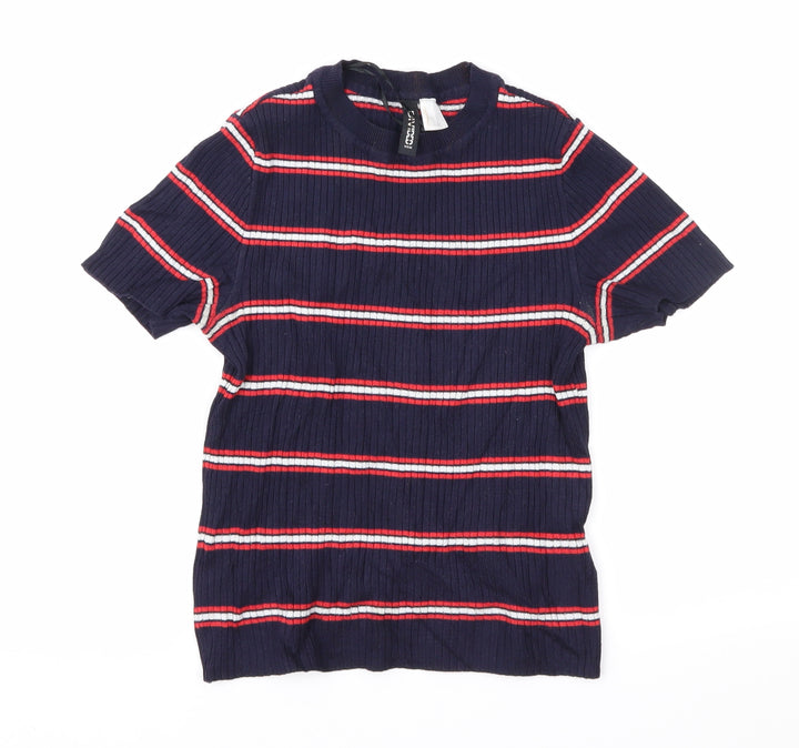 Divided Womens Blue Striped  Pullover Jumper Size XS