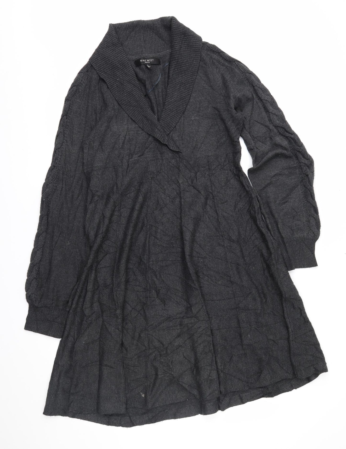 Nine West Womens Grey  Knit Fit & Flare  Size L