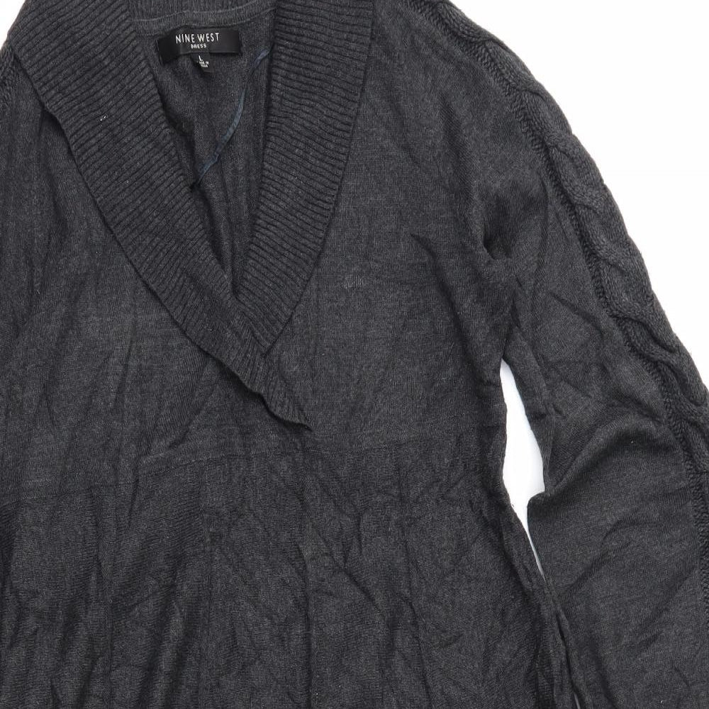 Nine West Womens Grey  Knit Fit & Flare  Size L