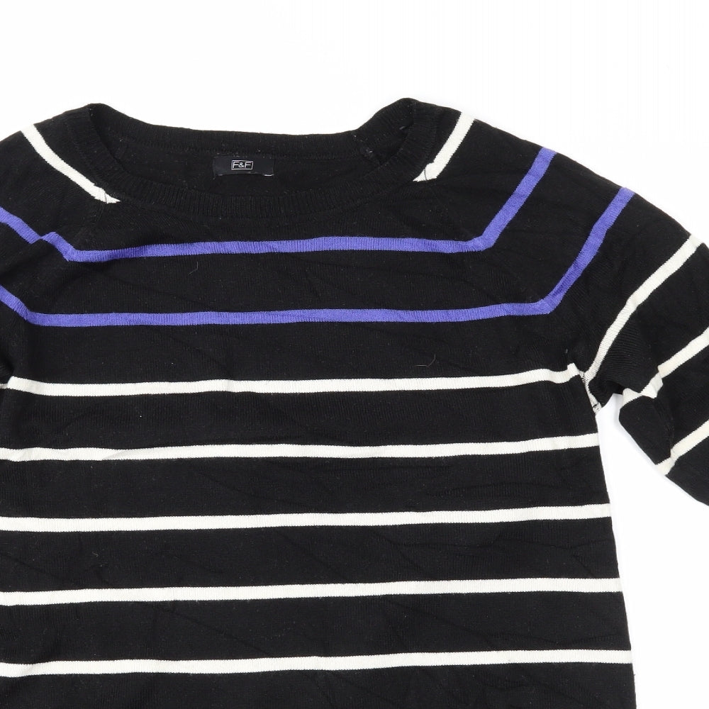 F&F Womens Black Striped  Tunic Jumper Size 12