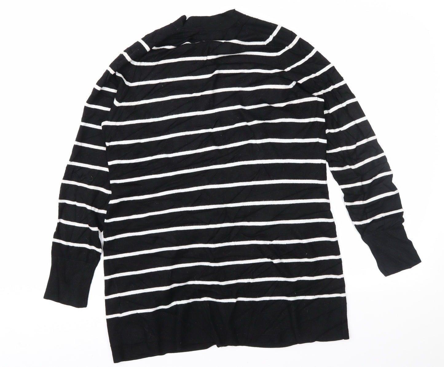 John Lewis Womens Black Striped  Cardigan Jumper Size 16