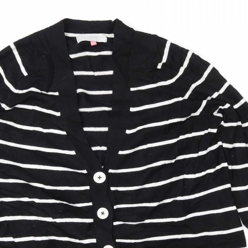 John Lewis Womens Black Striped  Cardigan Jumper Size 16