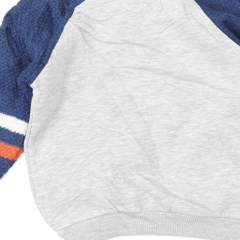 Marks and Spencer Boys Grey Colourblock  Pullover Jumper Size 5-6 Years