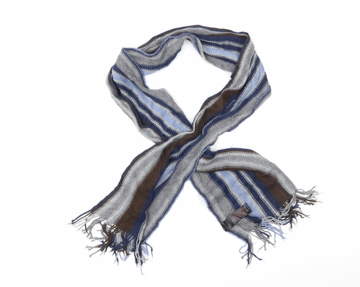 Debenhams Mens Blue Striped Rectangle Scarf Scarf Size Regular