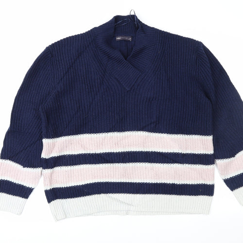 Marks and Spencer Womens Blue Striped  Pullover Jumper Size L