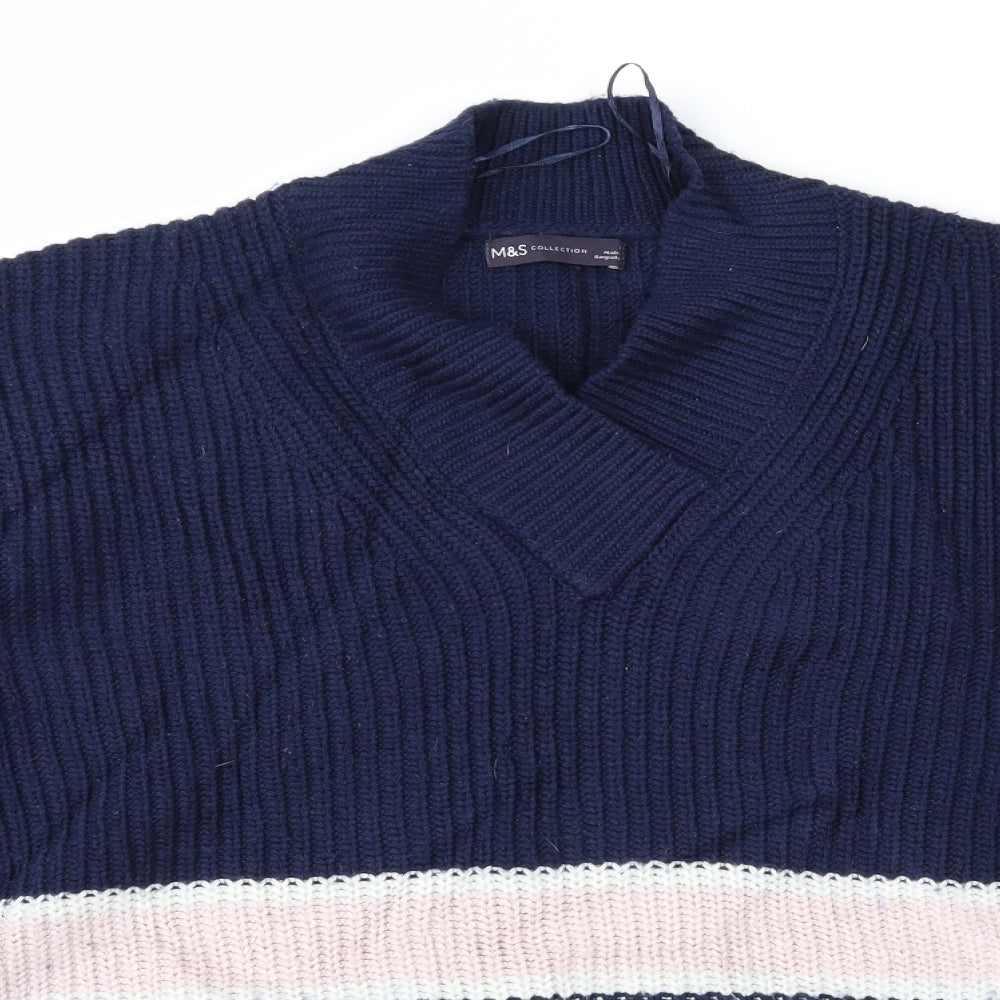 Marks and Spencer Womens Blue Striped  Pullover Jumper Size L