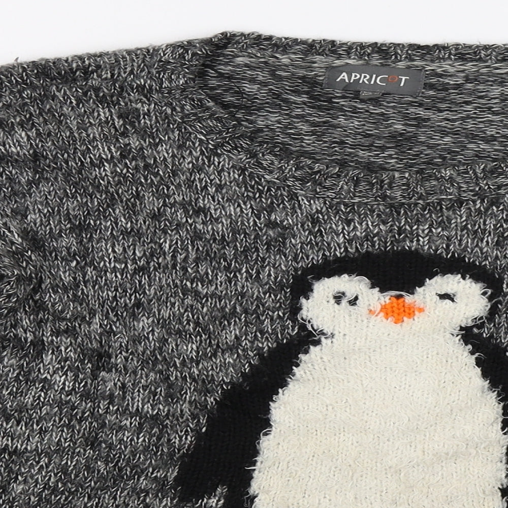 Aprict Womens Grey  Knit Pullover Jumper Size 12  - PENGUIN PRINT