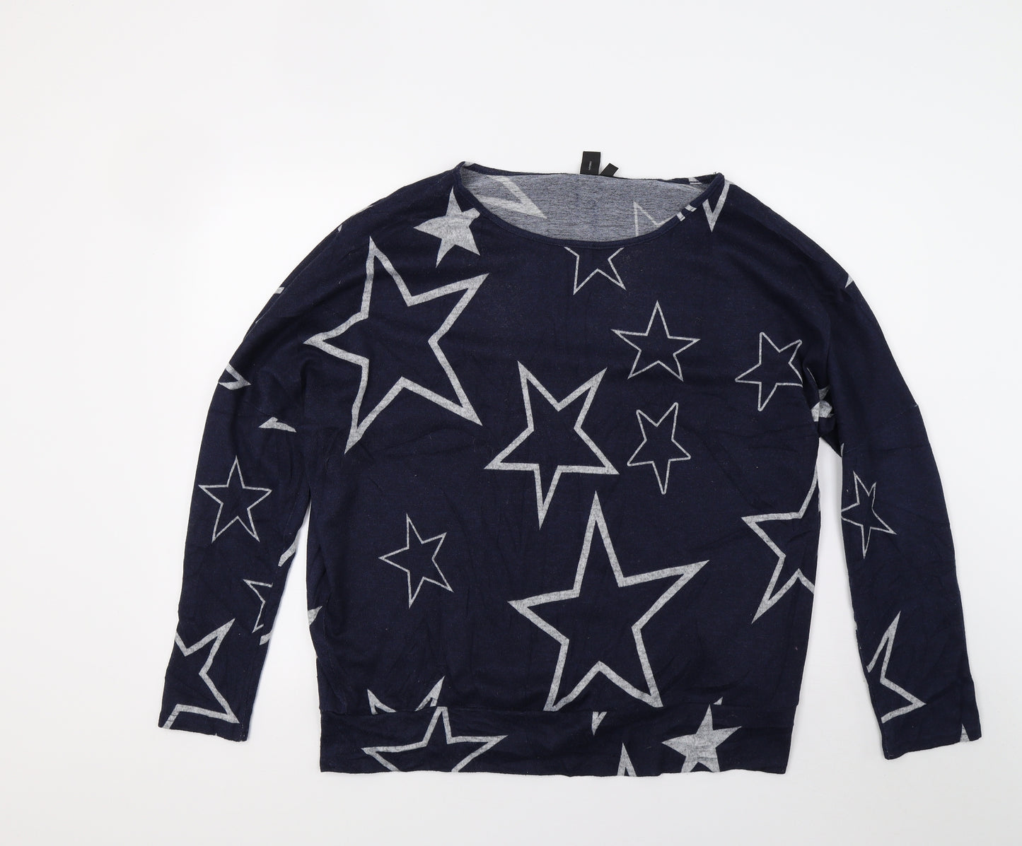 Izabel Womens Blue  Knit Pullover Jumper Size 16  - Star Print