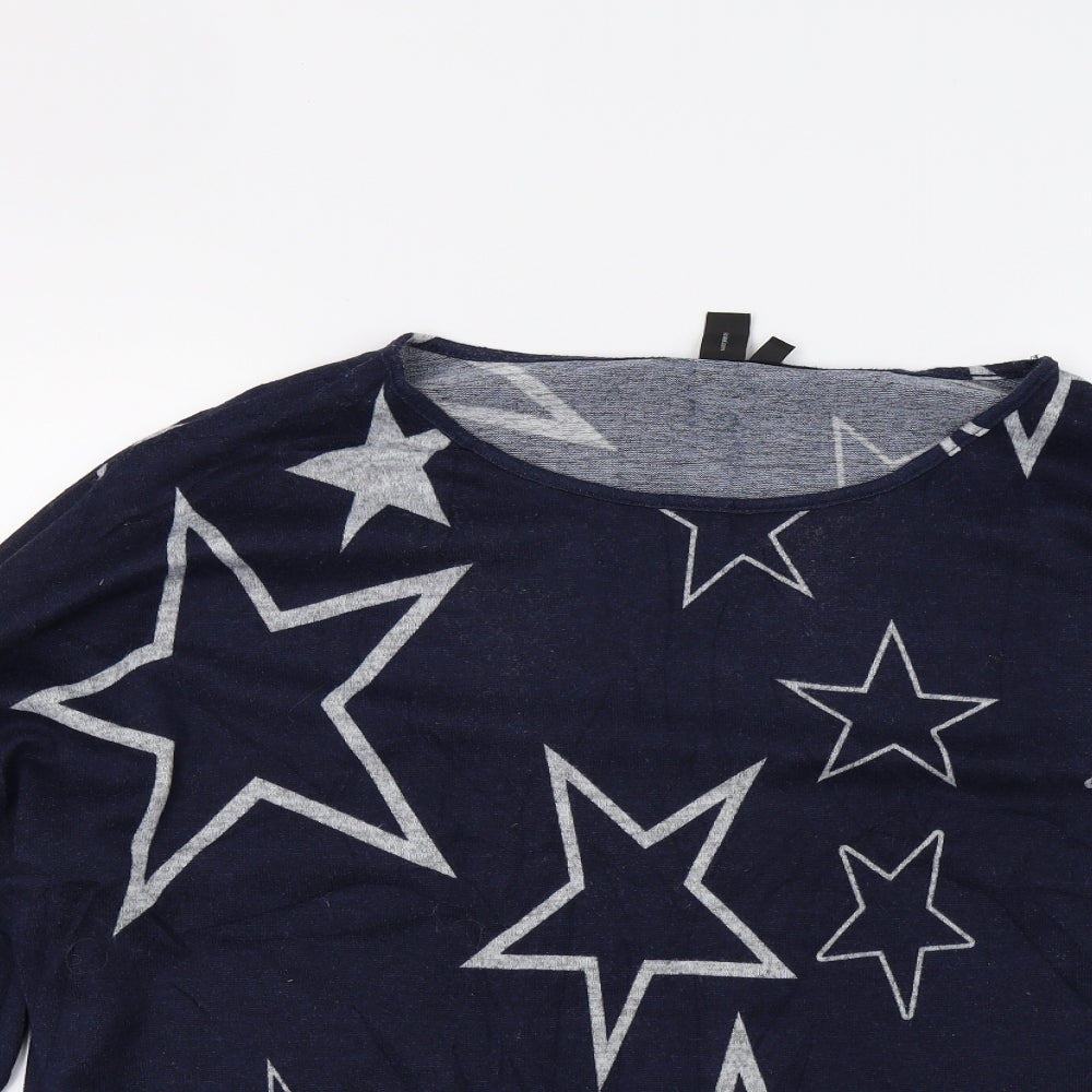 Izabel Womens Blue  Knit Pullover Jumper Size 16  - Star Print