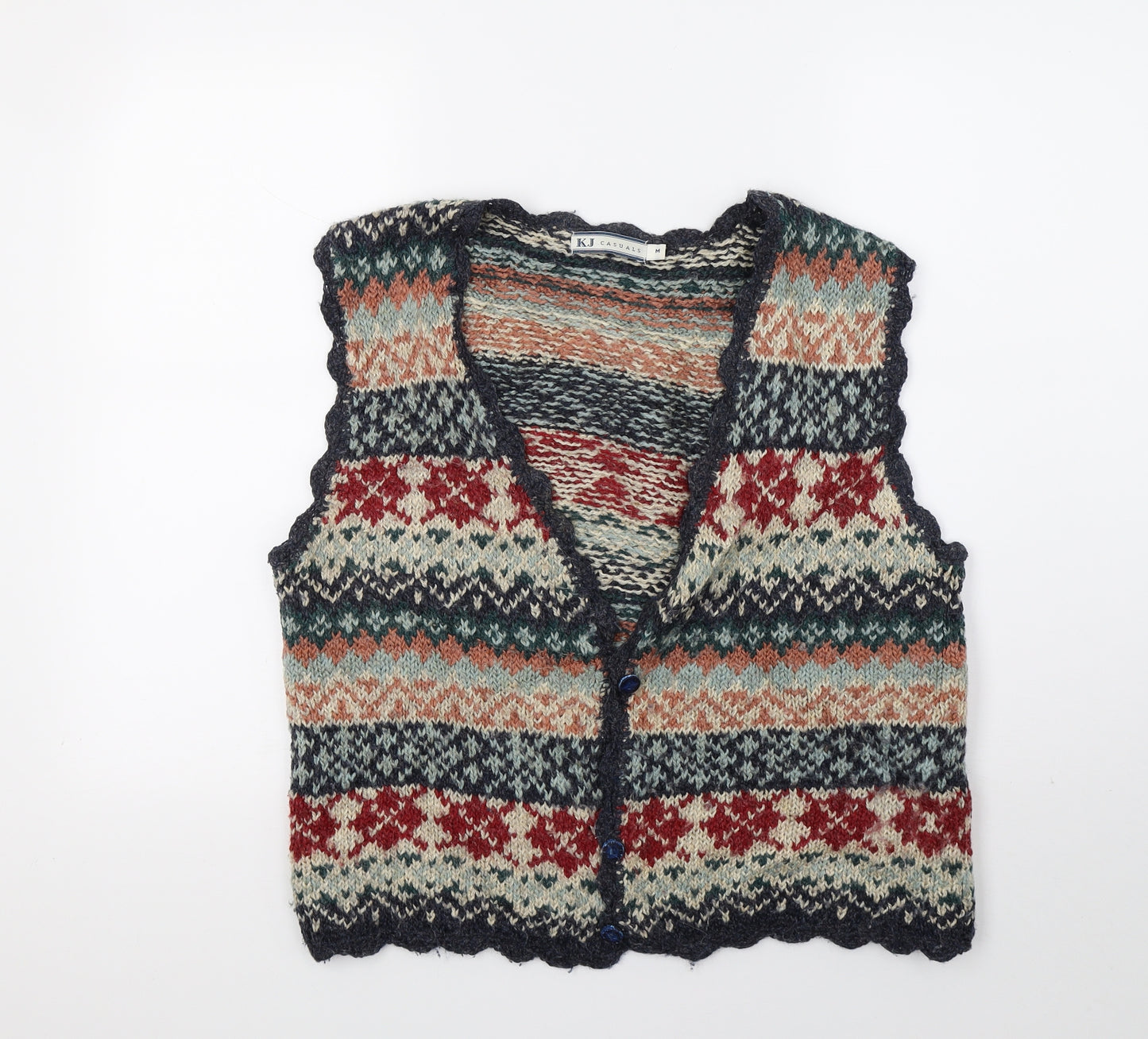 KJ Casuals Womens Multicoloured  Knit Cardigan Jumper Size M