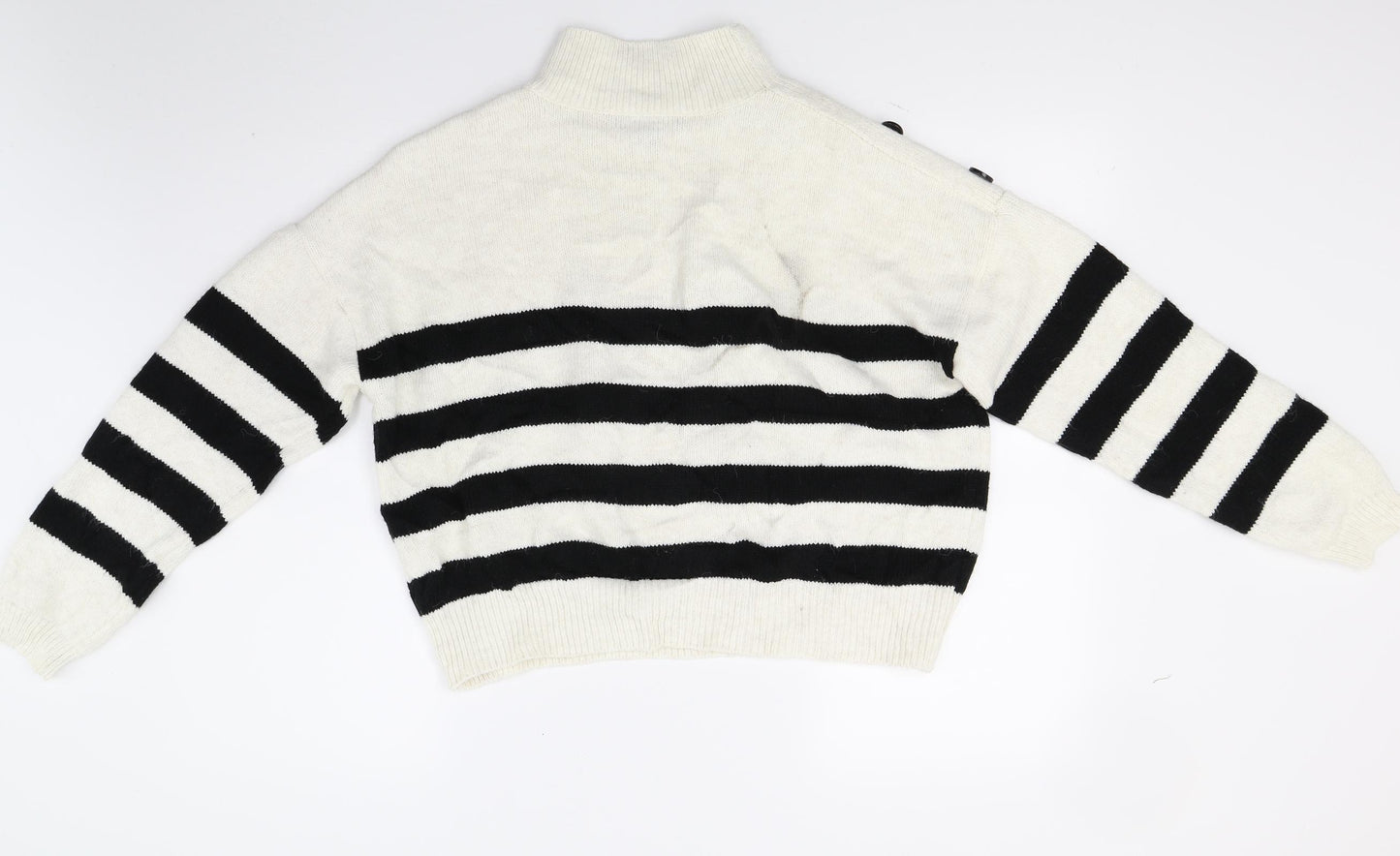 Primark Womens White Striped Knit Pullover Jumper Size M